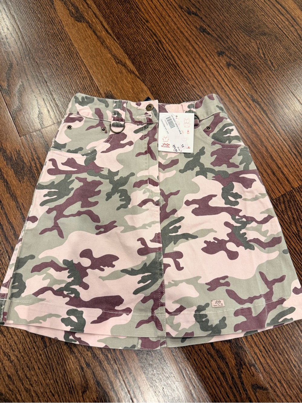 Lili Gaufrette Pink, Green & Brown Camouflage A-Line Skirt